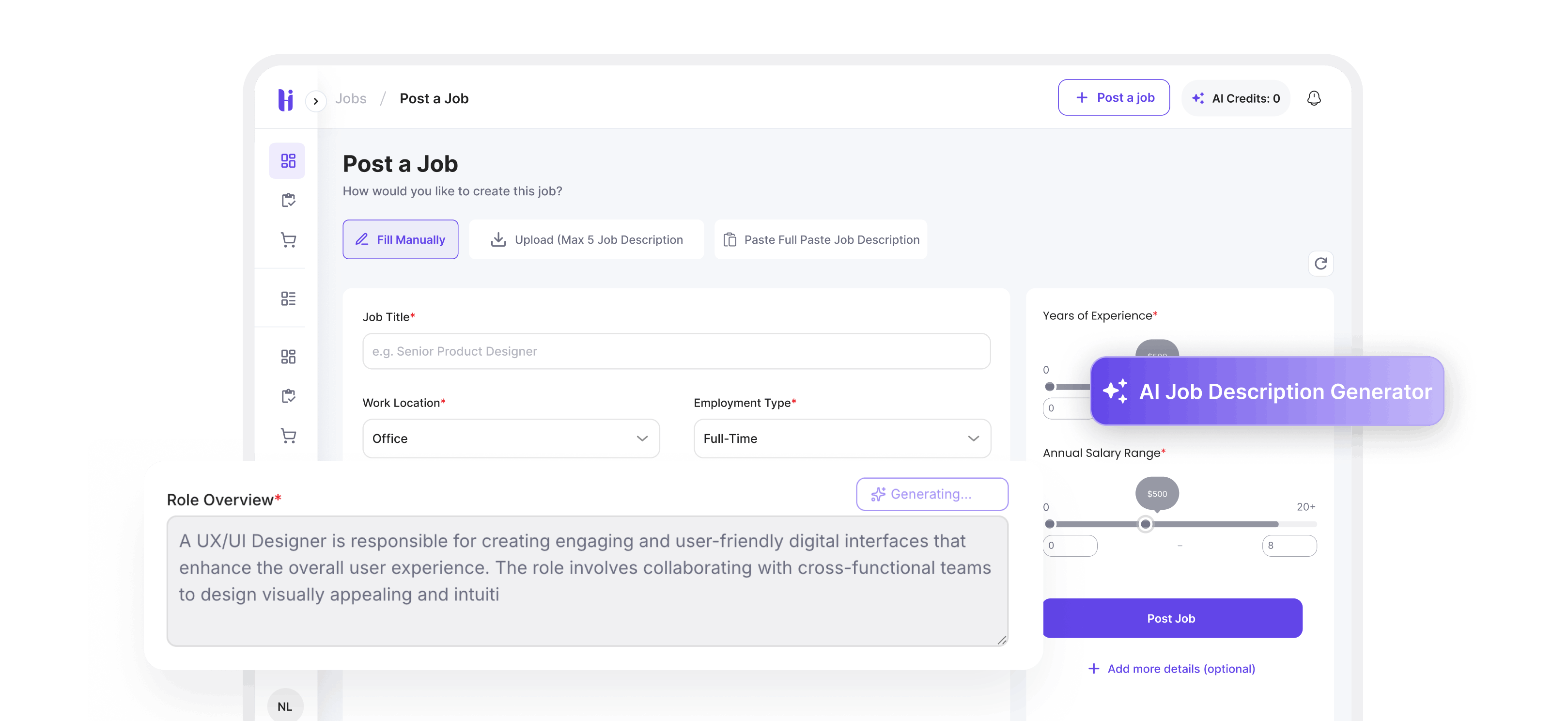 Dashboard - AI Job Description Generator